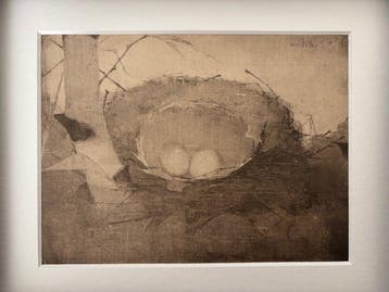 Jan Mankes (1889-1920) - Vogelnestje bij berkenstam” uit, Antiek en Kunst