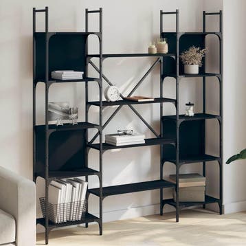 vidaXL Boekenkast 155,5x24x166,5 cm bewerkt hout zwart, Minder dan 50 cm, Verzenden, Nieuw, 150 tot 200 cm