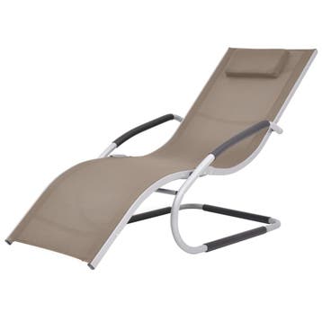 vidaXL Ligbed met kussen aluminium en textileen taupe, Verzenden, Nieuw