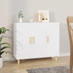 vidaXL Dressoir 90x34x80 cm bewerkt hout wit, Verzenden, Nieuw, 50 tot 100 cm, 25 tot 50 cm