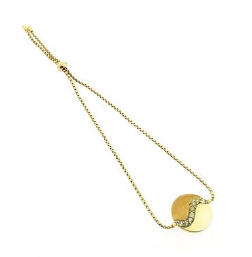 Verstelbare armband met yinyang plaatje (Schakelarmband), Gebruikt, Geel, Ophalen of Verzenden, Met edelsteen