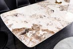 Eettafel MILANO 160cm wit Pandora keramiek zwart metalen, Huis en Inrichting, Tafels | Eettafels, Ophalen of Verzenden, Nieuw