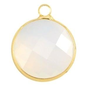 Crystal glas hanger rond 16mm Crystal white opal-Gold (Ni..., Ophalen of Verzenden, Nieuw, Kraal