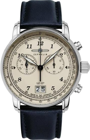 Zeppelin 8684-1 LZ 127 Graf Zeppelin heren horloge, Overige merken, Staal, Verzenden, Polshorloge