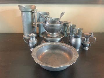 Prachtige Complete Collectie Vintage WMF Zinn & Siertin en