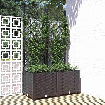 vidaXL Plantenbak met trellis zwart 80x40x136 cm PP, Verzenden, Nieuw, Minder dan 60 cm, 60 cm of meer