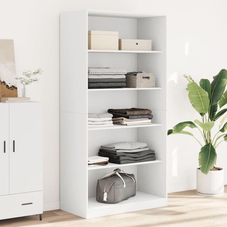 vidaXL Kledingkast 100x50x200 cm bewerkt hout wit, Huis en Inrichting, Kasten | Kledingkasten, Nieuw, Verzenden