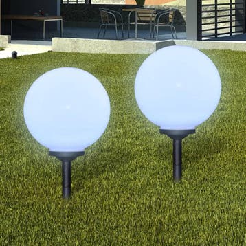 vidaXL Tuinpadlampen 2 st met grondpin LED 30 cm, Verzenden, Nieuw, Kunststof