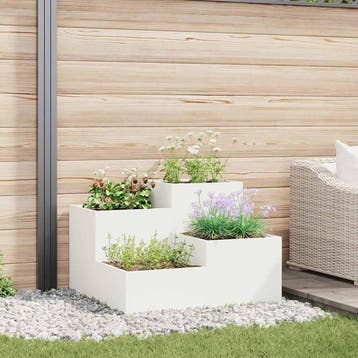 vidaXL Plantenbak Wit 100 x 100 x 60 cm Staal, 100 cm of meer, Verzenden, Nieuw, Metaal