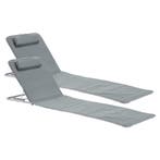 [en.casa] Strandmat Cellorigo met rugleuning set van 2 donke, Tuin en Terras, Tuinsets en Loungesets, Verzenden, Nieuw