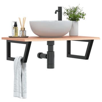 vidaXL Badkamer wandschap staal en massief eikenhout, Verzenden, Nieuw