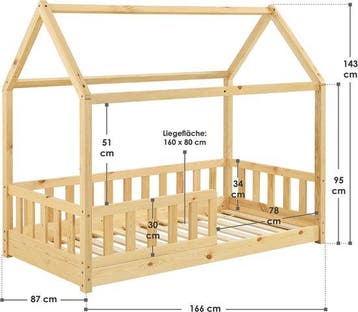 2dekans | Kinderbed Marli - 80 x 160 cm - Houtkleur, Kinderen en Baby's, Kinderkamer | Bedden, Ophalen of Verzenden, Zo goed als nieuw
