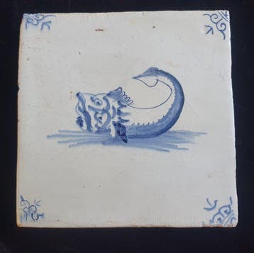 Tegel - 1600-1650 - Delftsblauwe tegels, Antiek en Kunst