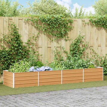 vidaXL Verhoogde plantenbak Licht Bruin 320 x 80 x 45 cm, Verzenden, Nieuw, Metaal, 60 tot 100 cm