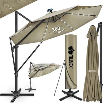Zweefparasol - Tuinparasol - Parasol 330 cm - Met voet - Met, Verzenden, Zo goed als nieuw