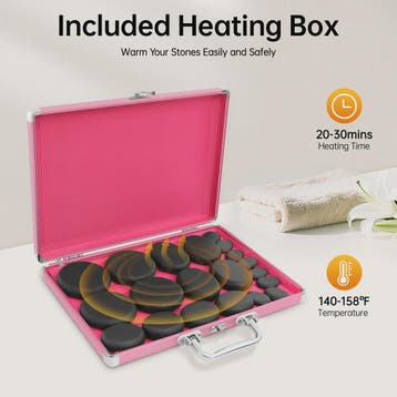 Hot Stone Massage Set met Verwarmer - 20 Stenen voor Ontspan, Verzenden, Nieuw