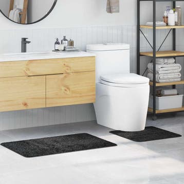 vidaXL Antislip Badmat Set 2 st Donkergrijs 50 x 50 cm PP, Verzenden, Nieuw, Grijs