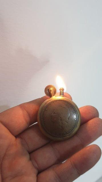 Authentic WWI Trench Art Lighter – Historic Coins from Great, Nieuw