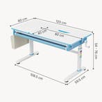 Kinderbureau Kuosa verstelbaar 54-76x120x60 cm blauw en wit, Verzenden, Nieuw