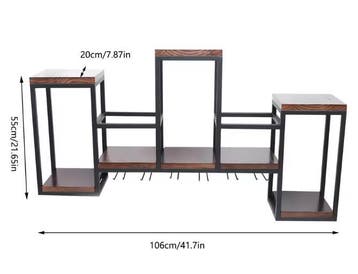 Wand Wijnrek met Glashouder – Hout en Ijzer, 12 Flessen, Huis en Inrichting, Woonaccessoires | Wijnrekken, Verzenden, Nieuw