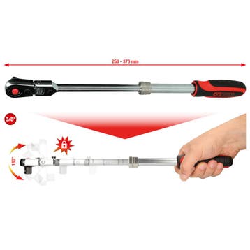 KS Tools 3/8 SlimPOWER telescoopratel met scharnierkop 72, Auto diversen, Autogereedschap, Verzenden, Nieuw