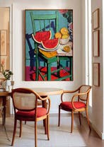 E. García - Frutas y silla verde XL (no reserve), Antiek en Kunst