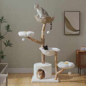 Luxe Kattenboom 150cm met Wicker Manden, Krabpaal & Bloemenp, Verzenden, Nieuw