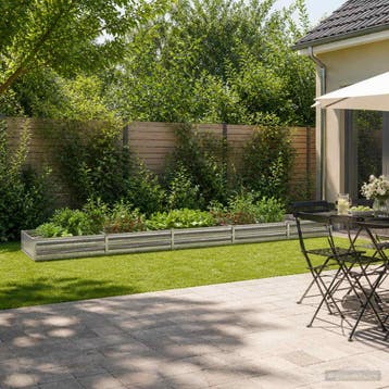 vidaXL Verhoogd Tuinbed Zilverkleurig 400 x 80 x 24 cm, Minder dan 30 cm, Verzenden, Nieuw, Metaal