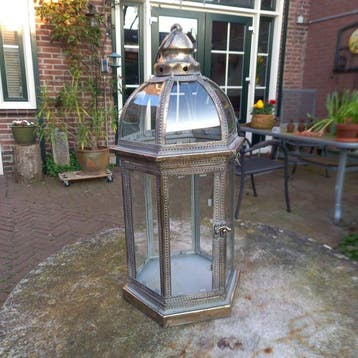 Lantaarn - Candle Lantern - 43 cm - Glas, Metaal