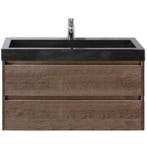 Dante Badmeubelset 100 cm - Tabacco - Wastafel Hardsteen Wit, Ophalen of Verzenden, Nieuw