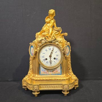 Tafelklok Lodewijk XVI-stijl - Verguld brons - 1850-1900 -, Antiek en Kunst, Antiek | Klokken