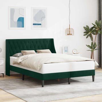 vidaXL Bedframe met hoofdeinde Donkergroen 140 x 200 cm, Verzenden, Stof, Groen, Nieuw