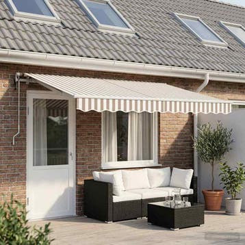 vidaXL Uitschuifbare luifel Lichtgrijs en wit. 600 × 300 cm, Verzenden, Nieuw