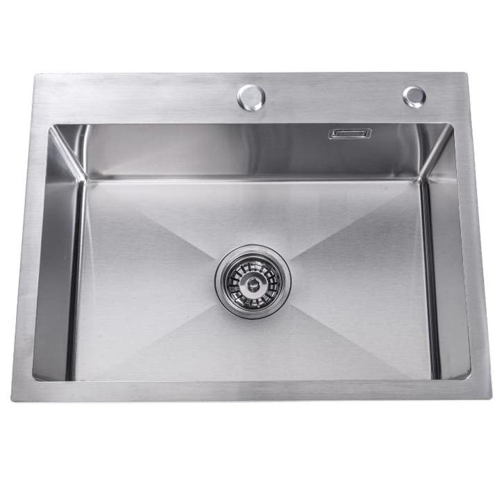 Spoelbak | Wasbak | Gootsteen | 59x44x20 | Zilver | Kraangat, Huis en Inrichting, Keuken | Keukenelementen, Nieuw, Verzenden