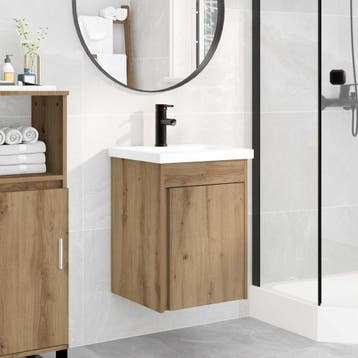 vidaXL Badkamermeubel met kraan Artisanaal eiken 42 x 40 x, Verzenden, Nieuw
