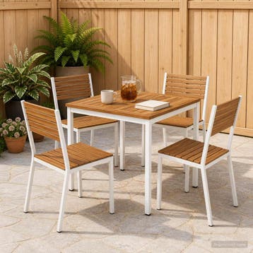 vidaXL Tuindiner tafel Natuurlijk en Wit 70 x 68,5 x 75 cm, Verzenden, Nieuw