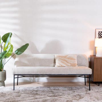 50% Korting: Eetkamerbank Momo chenille sand 220 cm, Huis en Inrichting, Stoelen, Ophalen, Zo goed als nieuw, Scandinavisch
