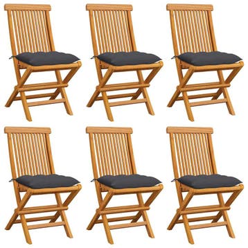 vidaXL Klapstoelen met antracietkleurige kussens, 6 stuks,, Verzenden, Nieuw