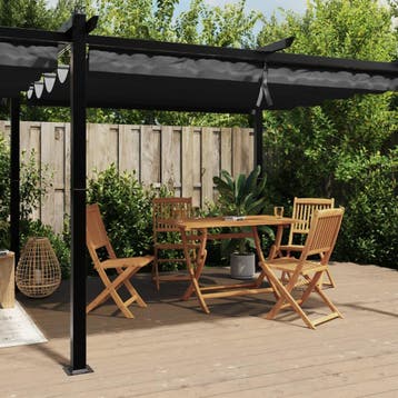 vidaXL Prieel met uittrekbaar dak 3x6 m aluminium, Verzenden, Nieuw