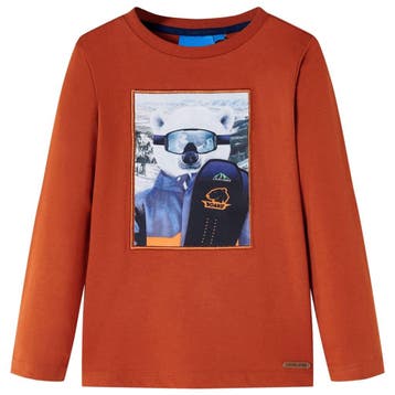 vidaXL Kindershirt met lange mouwen 140 lichtroestkleurig, Verzenden, Nieuw