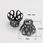 10 x filigraan kralenkapjes diameter 6 x 4mm gat: 1mm Hem..., Ophalen of Verzenden, Nieuw, Kraal