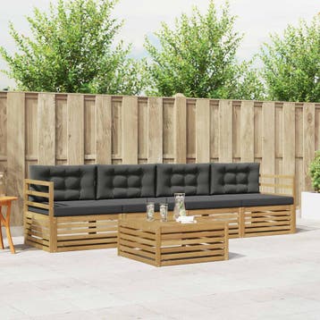 vidaXL Buiten bankenset 5 st Wit en antracietkleurig, Verzenden, Nieuw