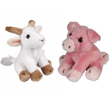 Boerderij dieren knuffels - pluche - varken en geit - 15 cm, Verzenden, Nieuw