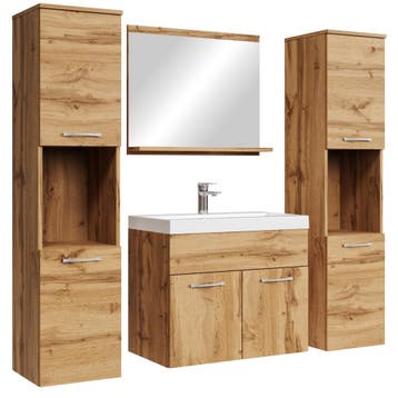 Badkamermeubel Set Montreal XL 60 x 35 cm Eiken Badmeubel, Huis en Inrichting, Badkamer | Badkamermeubels, Verzenden, Nieuw, Wastafelkast
