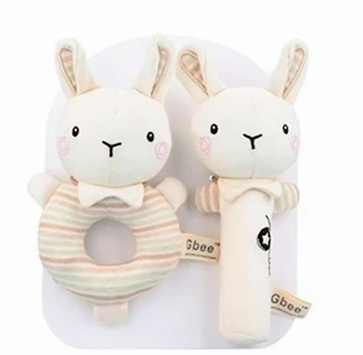 Set met 2 zachte baby rammelaars Klein Konijntje, Kinderen en Baby's, Kraamcadeaus en Geboorteborden, Kraamcadeau, Nieuw, Verzenden