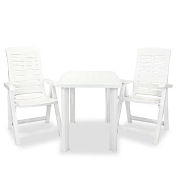 vidaXL 3-delige Bistroset kunststof wit, Verzenden, Nieuw, Textileen, 3 zitplaatsen
