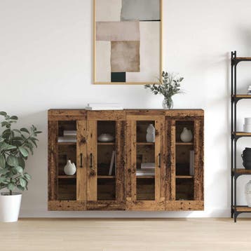 vidaXL Wandgemonteerde Kasten 2 st Oud hout 69,5 x 34 x 90, Minder dan 50 cm, Verzenden, Nieuw, Minder dan 100 cm