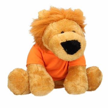 Leeuw knuffel - pluche - 30 cm - oranje shirt - mascotte, Verzenden, Nieuw