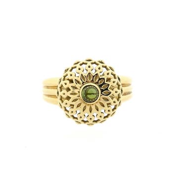 Vintage gouden ring met toermalijn, Gebruikt, 19 tot 20, Ophalen of Verzenden, Met edelsteen