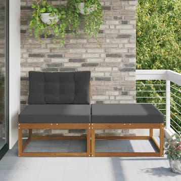 vidaXL Sectie Sofa Eenheden met kussen 2 Stuk Naturel, Verzenden, Nieuw, 2 zitplaatsen
